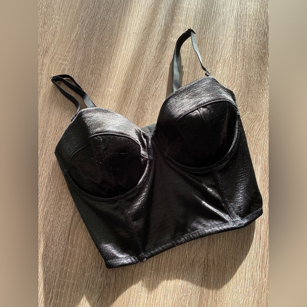 COPY - VICTORIA’S SECRET black satin corset bra top size 32DD